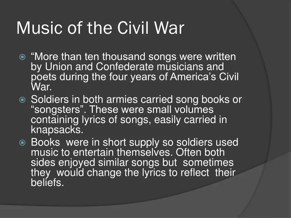 music of the civil war