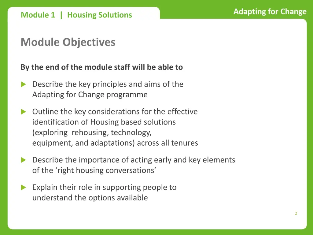 module 1 housing solutions