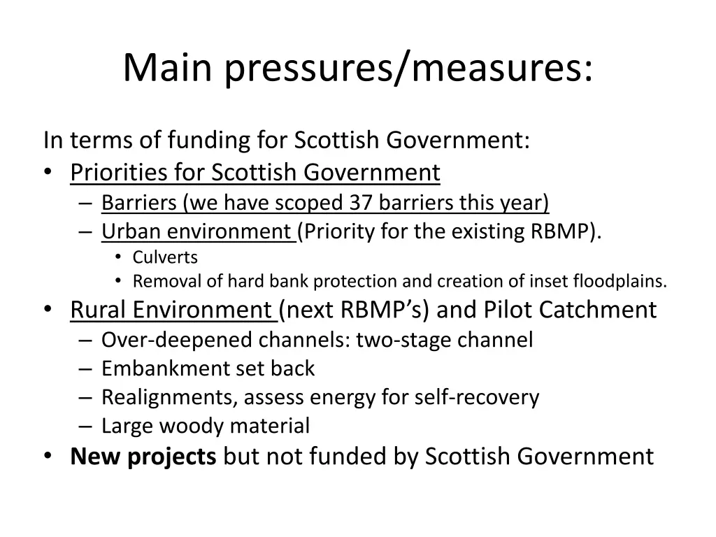 main pressures measures