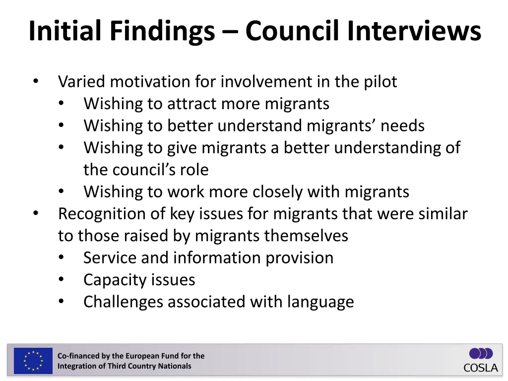 initial findings council interviews