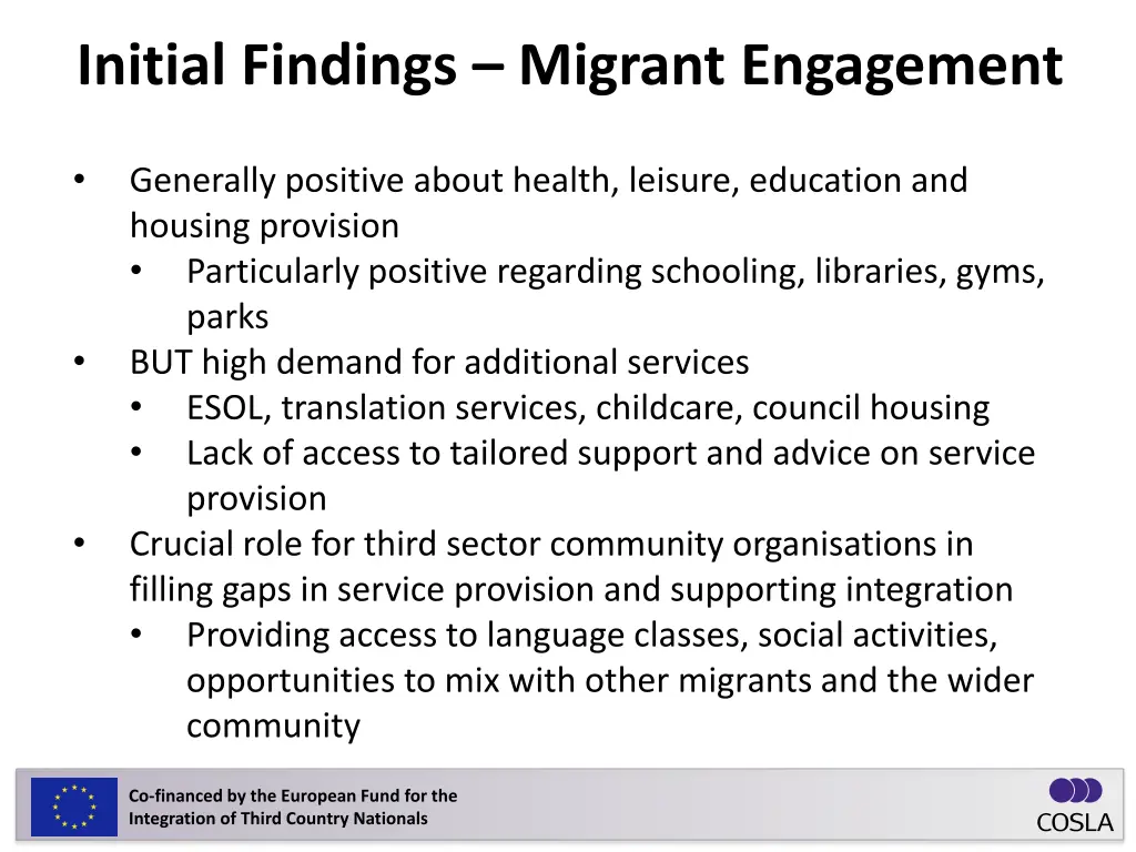 initial findings migrant engagement