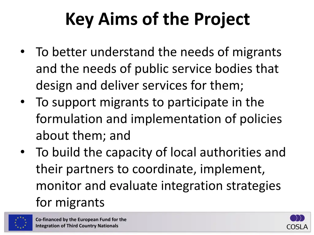 key aims of the project