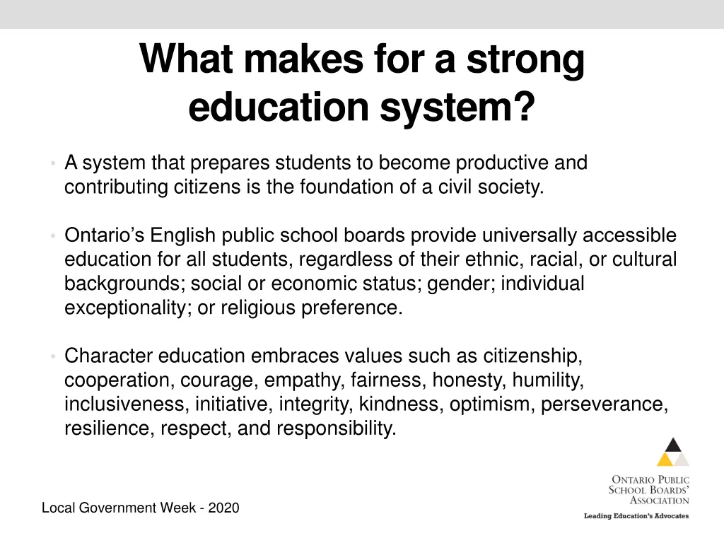 what makes for a strong education system