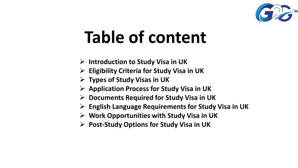 table of content