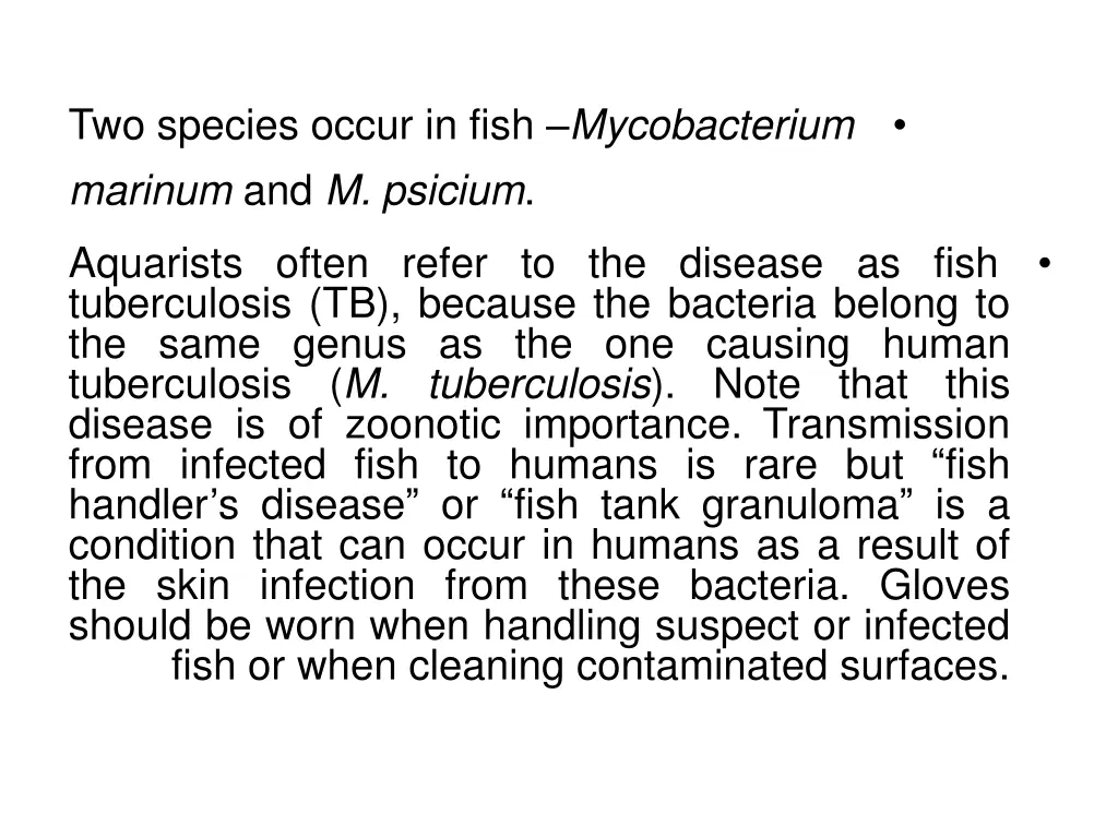 two species occur in fish mycobacterium marinum