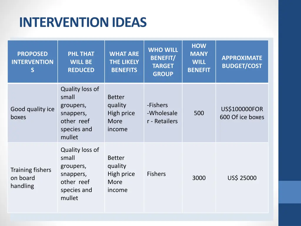 intervention ideas