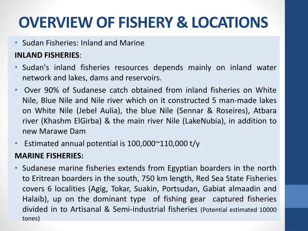 overview of fishery locations