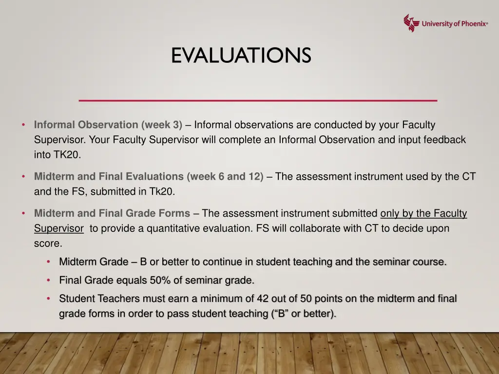 evaluations