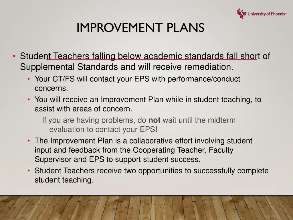 improvement plans