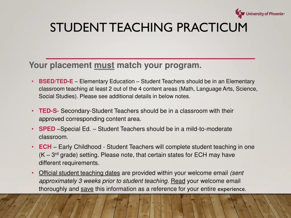 student teaching practicum