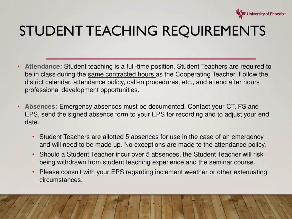 student teaching requirements