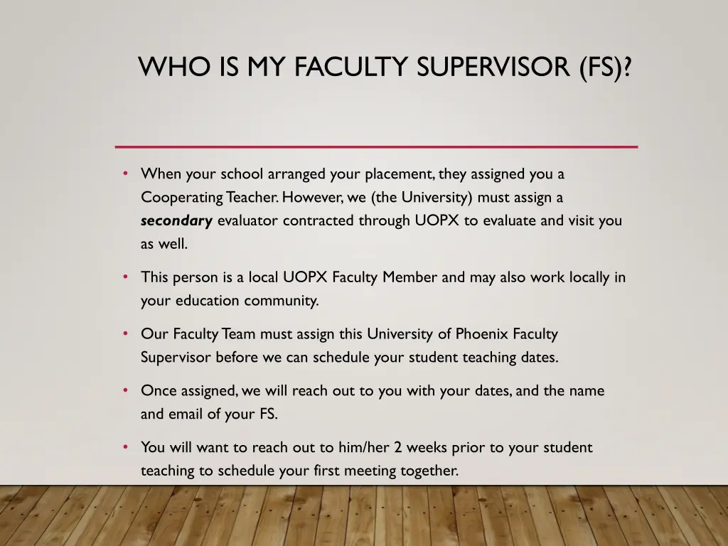 who is my faculty supervisor fs