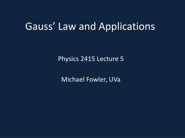 gauss law and applications