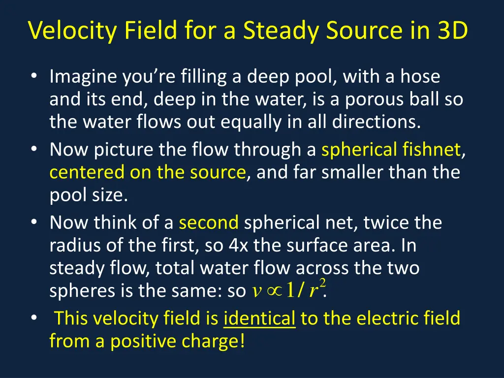 velocity field for a steady source in 3d