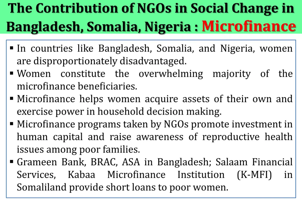 the contribution of ngos in social change