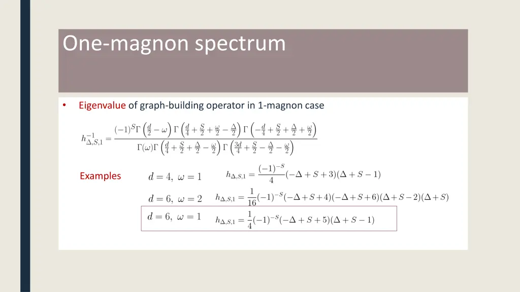 one magnon spectrum