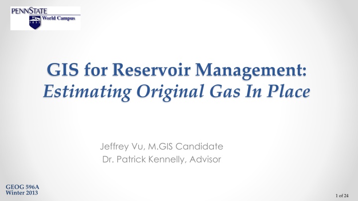 gis for reservoir management estimating original