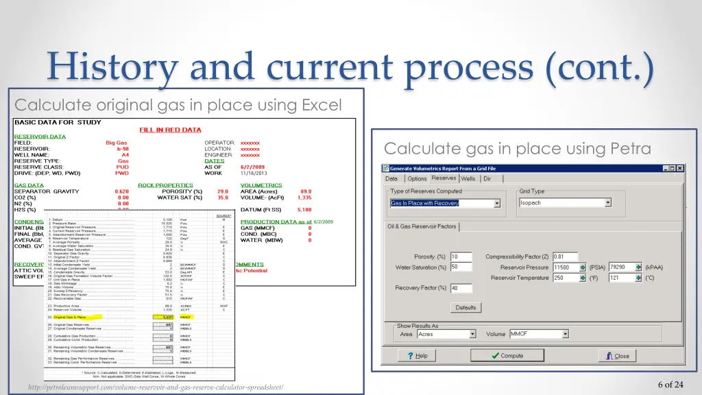 history and current process cont calculate