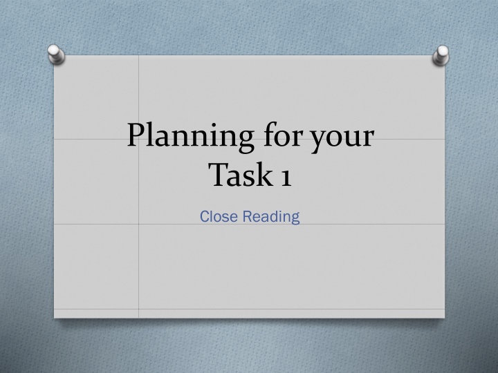 planning for your task 1