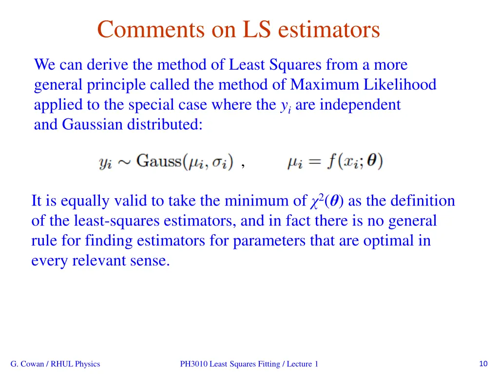 comments on ls estimators