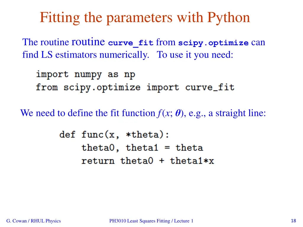 fitting the parameters with python