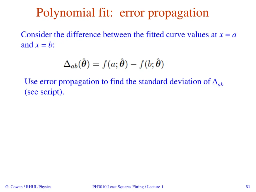 polynomial fit error propagation