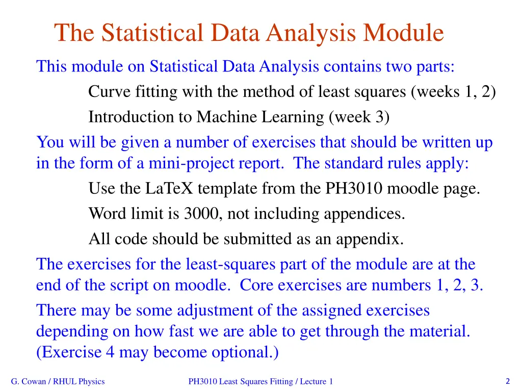 the statistical data analysis module