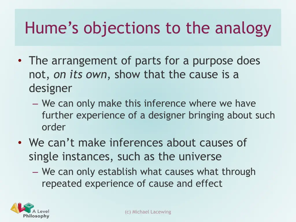 hume s objections to the analogy