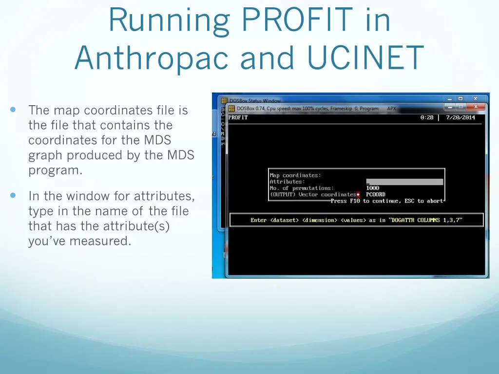 running profit in anthropac and ucinet