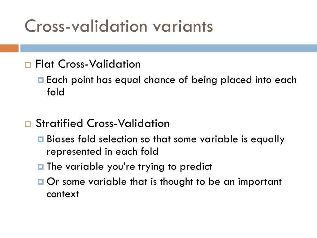 cross validation variants