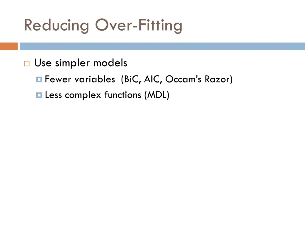 reducing over fitting