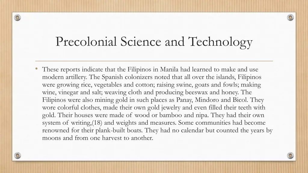 precolonial science and technology 10