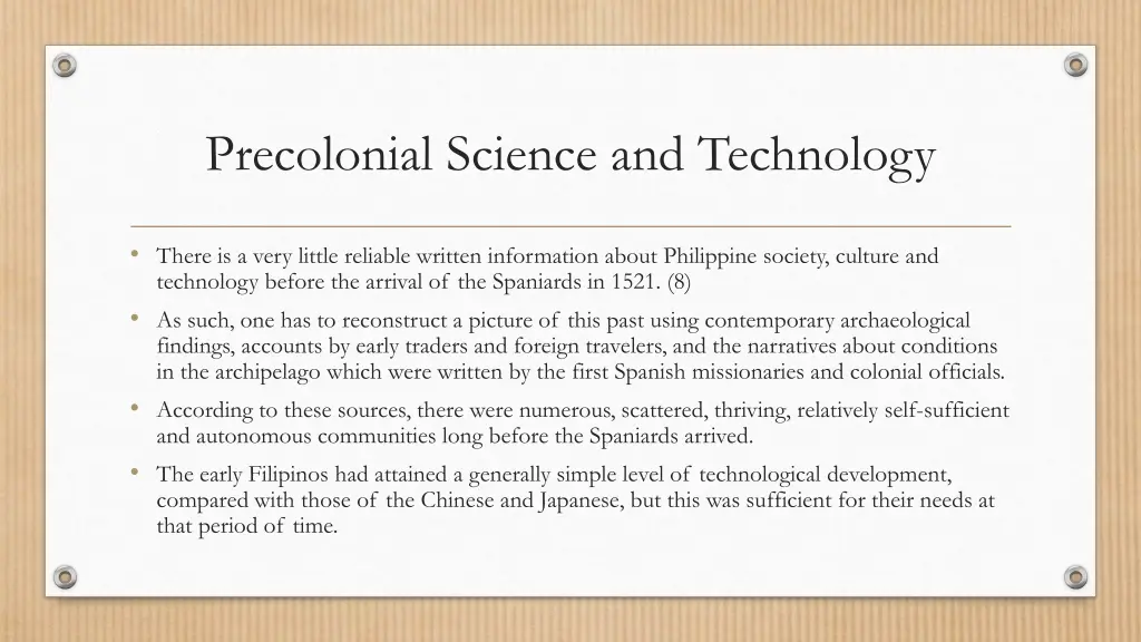 precolonial science and technology