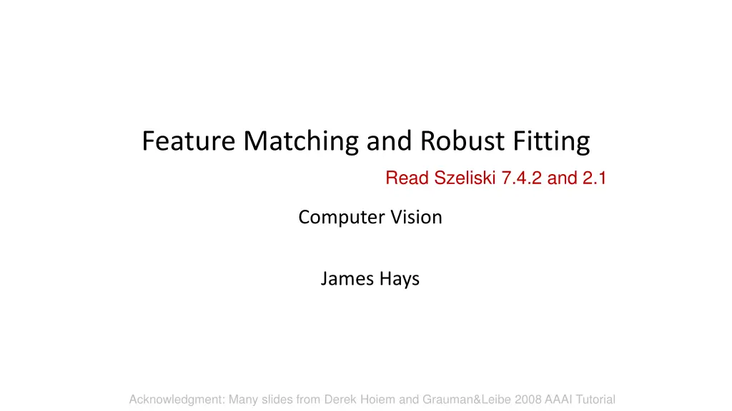 feature matching and robust fitting