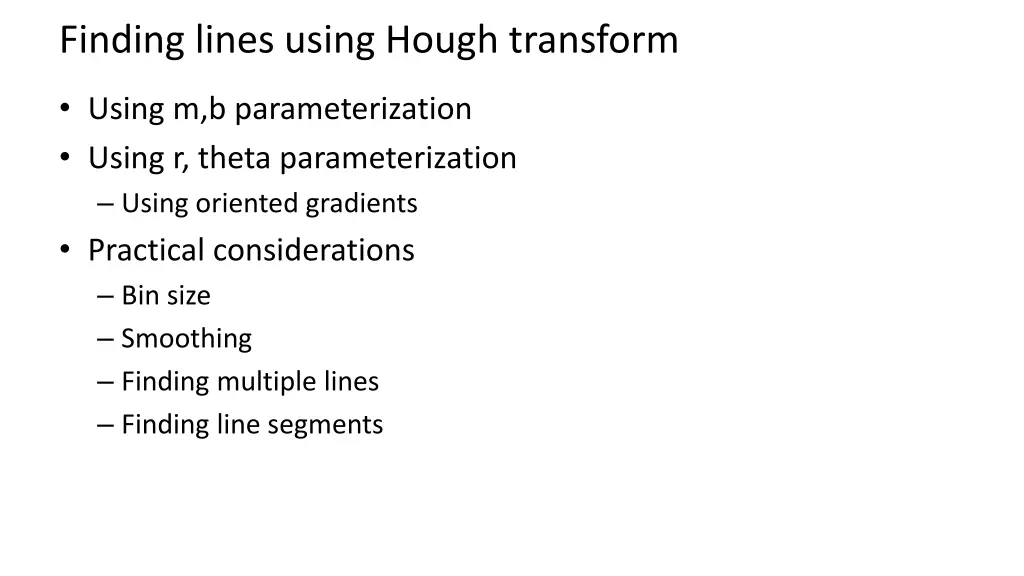 finding lines using hough transform