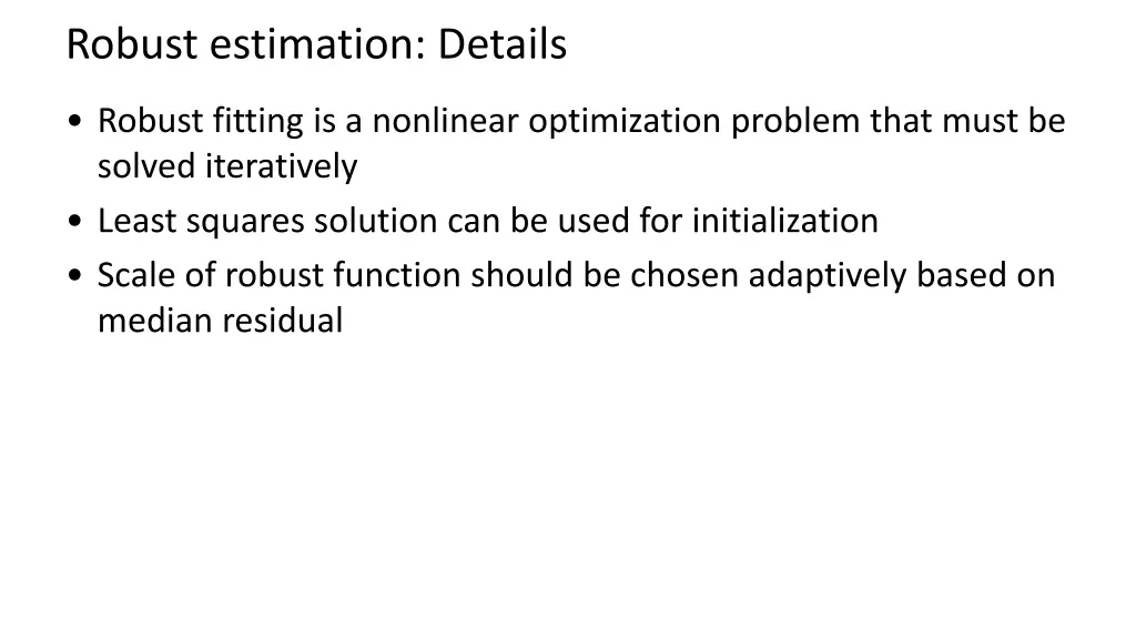 robust estimation details