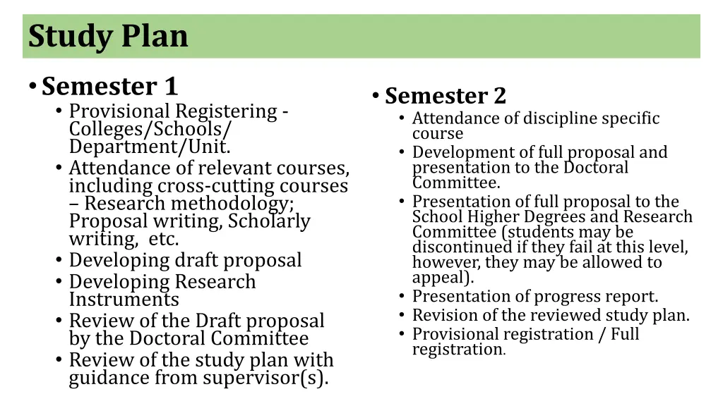 study plan