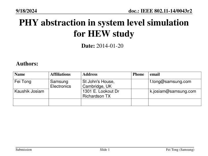 9 18 2024 phy abstraction in system level