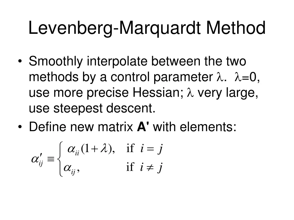 levenberg marquardt method