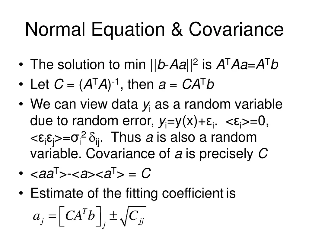 normal equation covariance