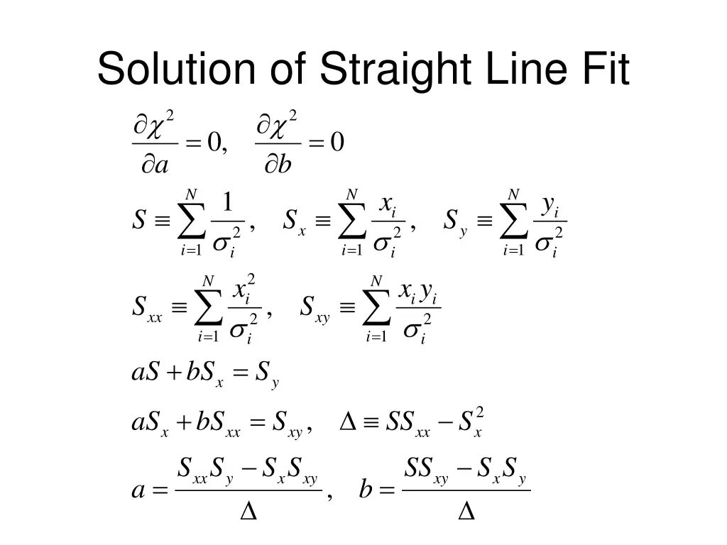 solution of straight line fit