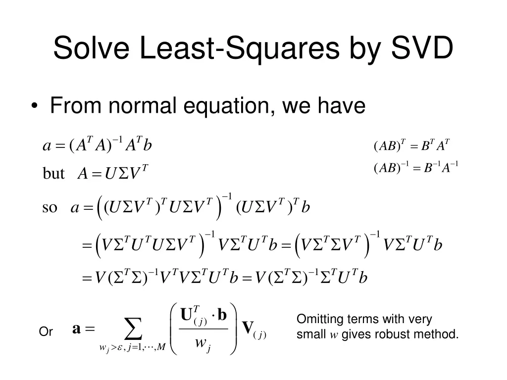 solve least squares by svd