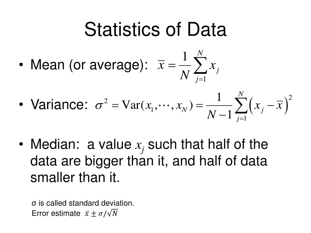 statistics of data