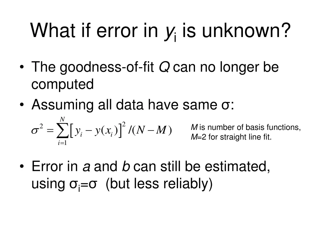 what if error in y i is unknown