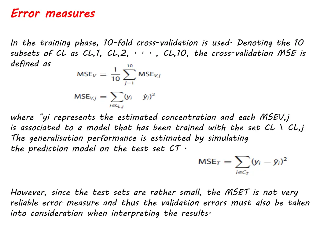 error measures