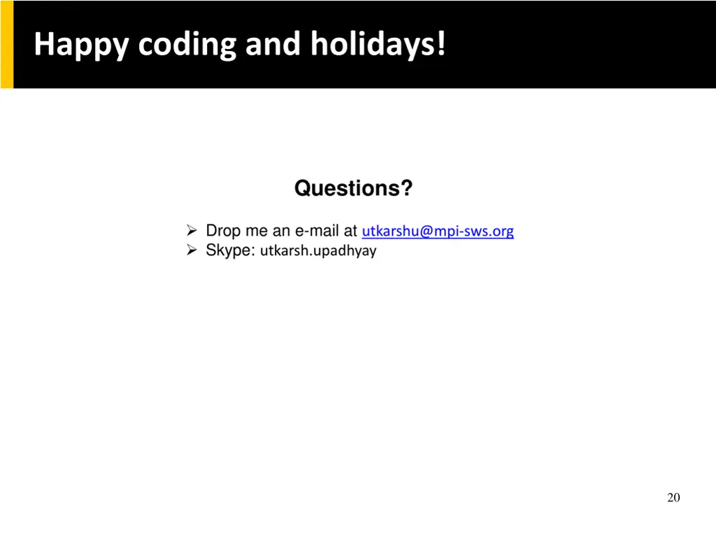 happy coding and holidays