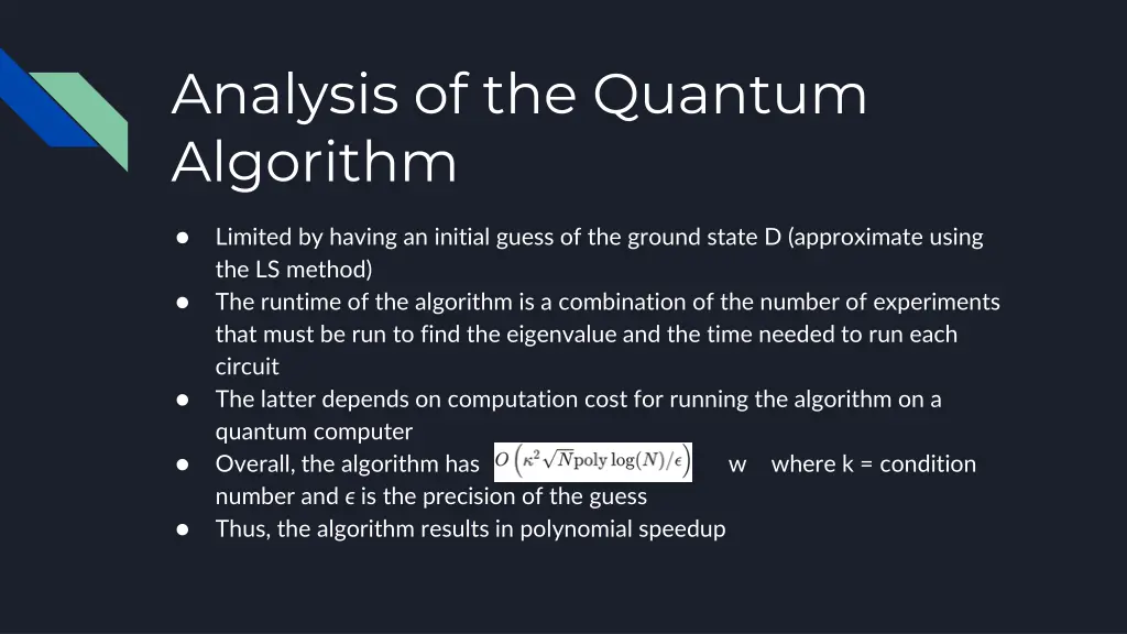 analysis of the quantum algorithm