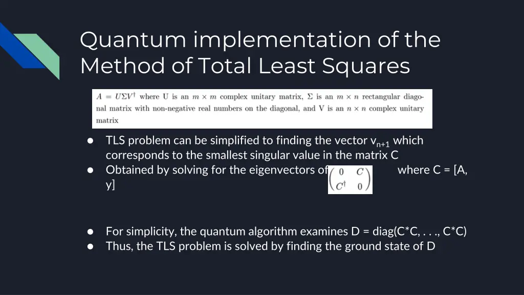 quantum implementation of the method of total