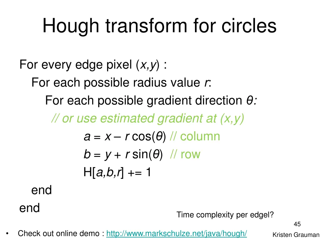 hough transform for circles 5