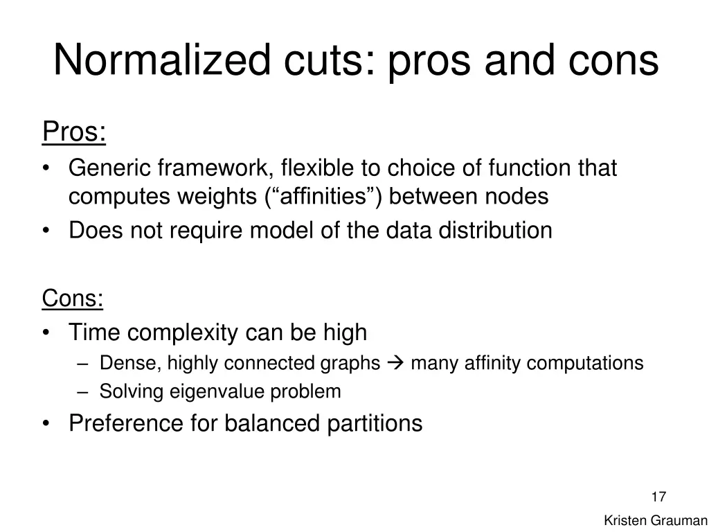 normalized cuts pros and cons